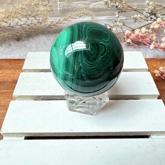 Beautiful Small Malachite Sphere - Picture 7 of 7